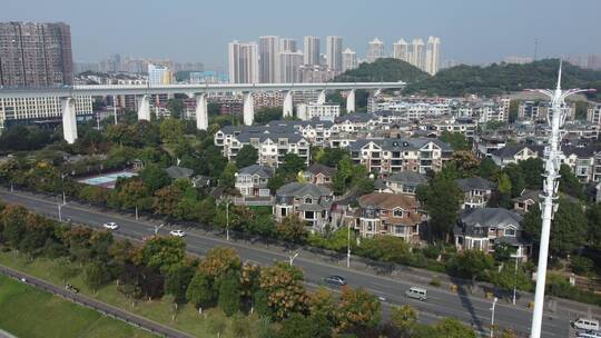 航拍武汉城市现代化建筑