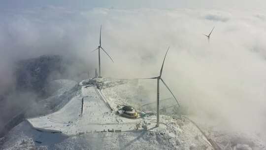 合集 航拍高山雪景风车云海