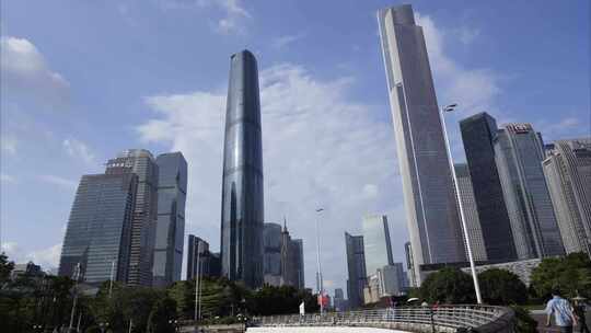 2023广州珠江新城CBD建筑群延时视频素材模板下载