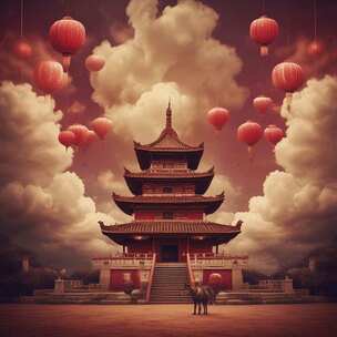 无鼓点紧张幻想风景_朱红云阙威仪颂