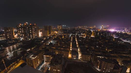 原创城市夜景罗定市区高空延时4K