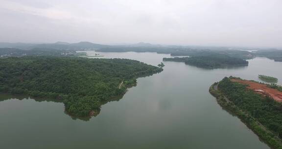 大气长沙县红旗湖4k航拍