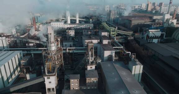 发电厂钢铁厂航拍视频