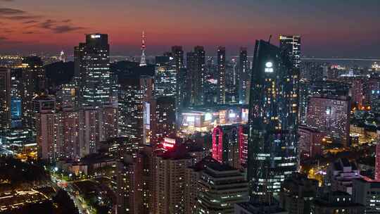 青岛夜景青岛城市夜景航拍