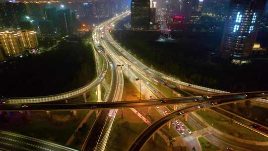 杭州滨江区江南大道立交桥高架桥夜晚夜景