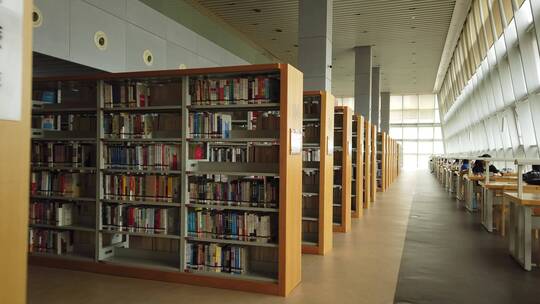 图书馆书架阅览室视频素材模板下载