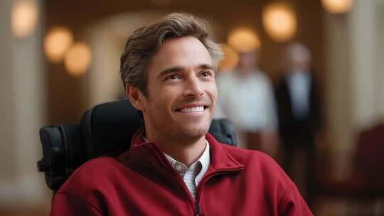 自信微笑的残疾男士展现乐观积极精神