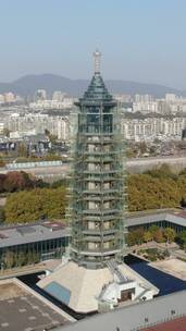 南京城市高楼建设竖屏航拍