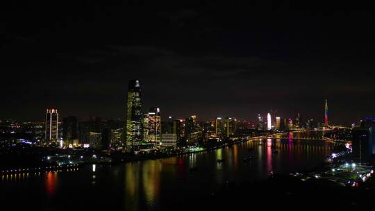 4k璀璨通透广州珠江新城夜景航拍视频素材模板下载