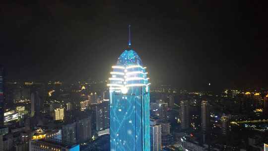 江苏无锡城市夜景灯光航拍