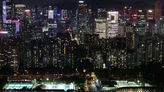 城市写字楼加班夜景航拍
