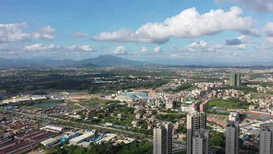 荔枝航拍城市上空大全景