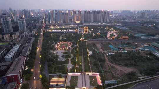 河南洛阳城市夜景交通航拍