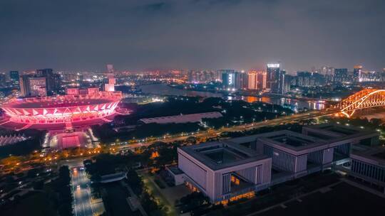 8K广东佛山城市夜景天际线航拍延时