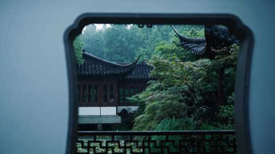 杭州西湖郭庄雨景