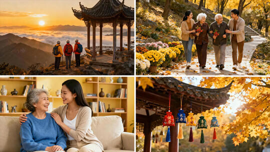 重阳节老人节九九重阳秋天尊老敬老爱老父母高清在线视频素材下载