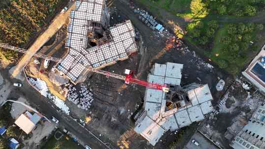 正在建造的房子鸟瞰图视频素材模板下载