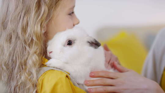 女孩与可爱的兔子