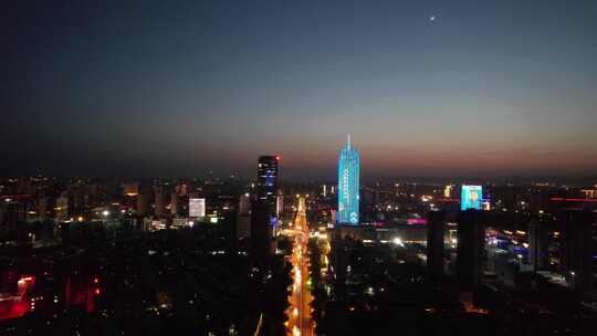 河北保定城市夜景万博广场夜景航拍