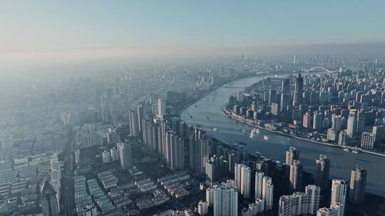 上海黄浦江俯拍空镜