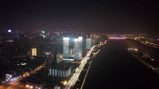 4k长沙夜景-湖南发展集团大厦视频素材模板下载