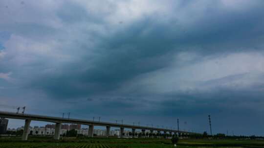 延时摄影蓝天白云白云飘荡瞬间下雨镜头落雨视频素材模板下载