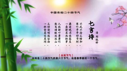 中国风二十四节气谷雨时节诗句视频AE模板