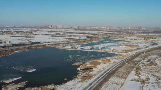 航拍雪景 唯美冬日空镜 立冬 冬至节气