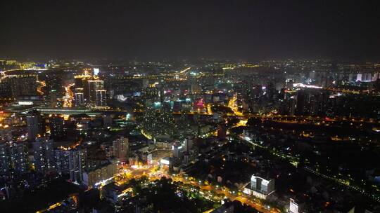 江苏无锡夜景灯光航拍