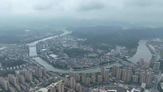 南平市建阳区航拍福建城市建筑高空俯拍鸟瞰