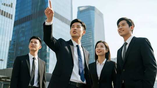 商务精英团队展望未来励志商业场景