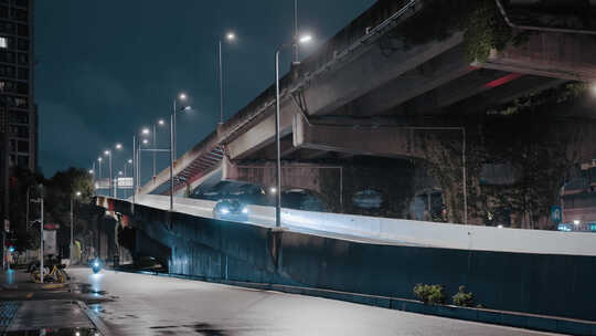 雨夜高架桥车流视频素材模板下载