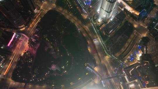 上海陆家嘴金融城夜景航拍