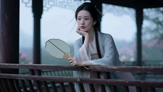 古风女子亭中思绪