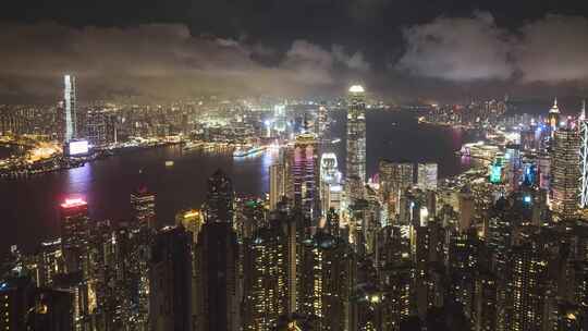 航拍香港夜景延时视频素材模板下载