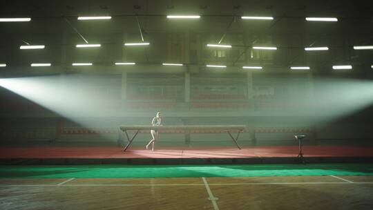 体操运动员在鞍马上涂抹镁粉视频素材模板下载