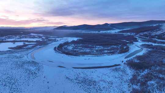 内蒙古扎敦河湿地雪景视频素材模板下载