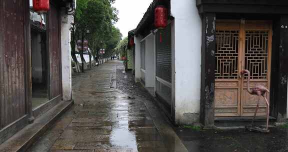 清晨春雨谷雨江南水乡古街 苏州平江路