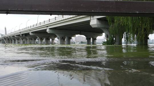 无锡蠡湖涨水灾害4K航拍原素材