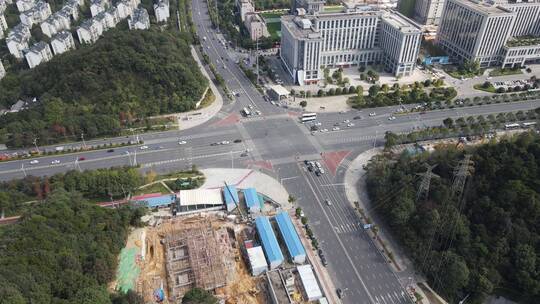 航拍湖南长沙岳麓区城市道路