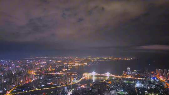 航拍海口城市夜景风光