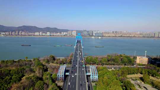 杭州钱塘江复兴大桥视频素材模板下载