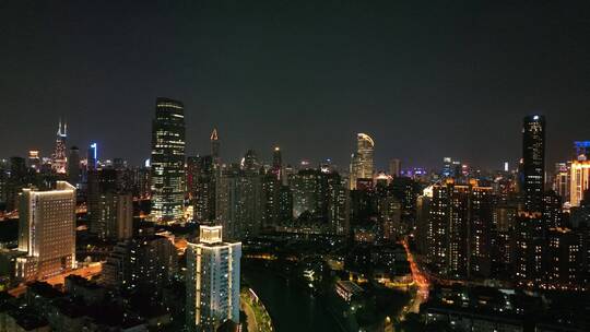 上海静安区夜景航拍