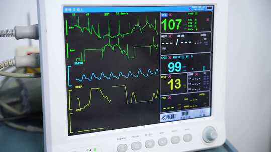医院身体心脉搏率检测仪视频素材模板下载