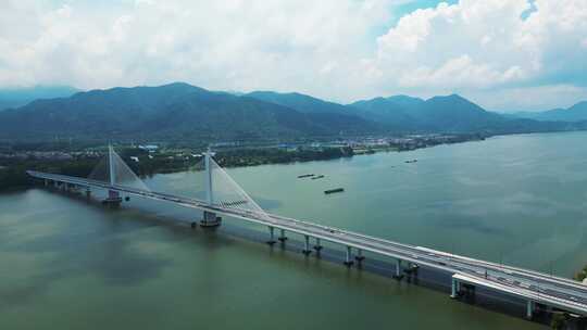 富阳城市大景 富阳大桥