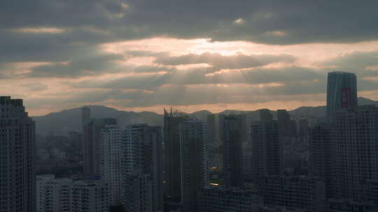 海岸线海滩城市延时风景