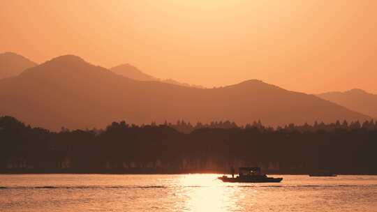 夕阳下的西湖