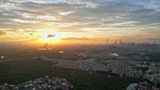 城市建筑都市日出日落朝阳晚霞夕阳黄昏航拍