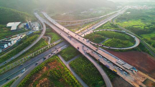 浙江义乌城市交通车流航拍视频素材模板下载