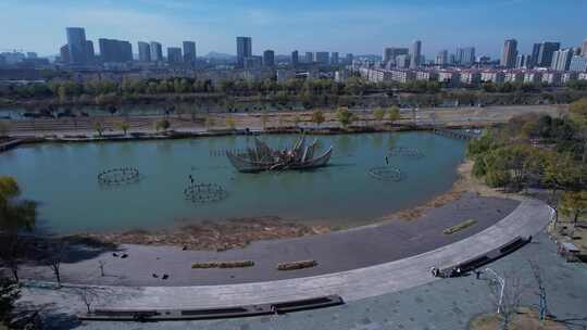 南京江宁市民公园广场航拍